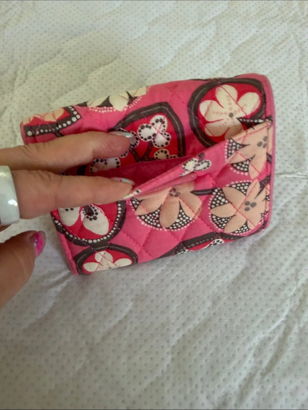 Vera Bradley Pink Floral Quilted Fold-Over Wallet